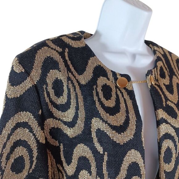 Charleston Rags Y2K Gold Swirl Metallic Jacket Sz 12 | Made USA | Holiday Glam - Picture 5 of 8